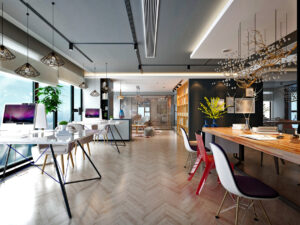Modern and luxury office interior, large working space